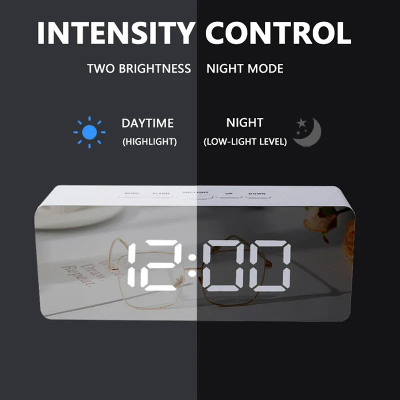 Digital Alarm Clock LED Electronic Desktop Clock with Temperature for Bedroom Home Office Teens Kids
