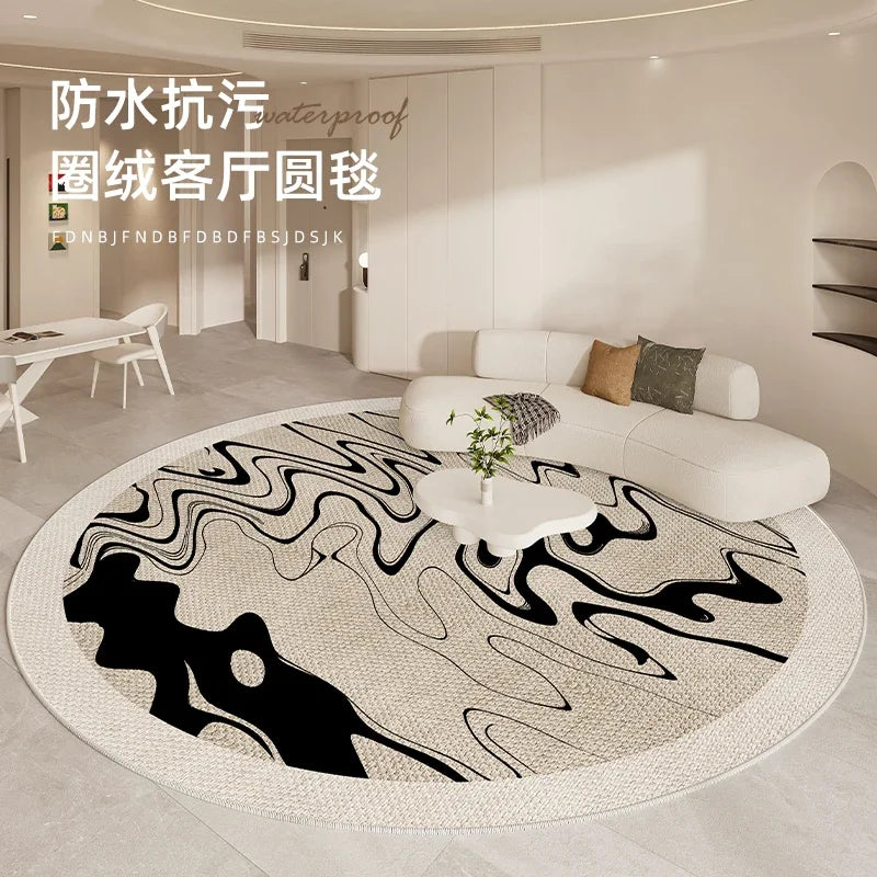 Minimalist Rugs for Bedroom Large Area Living Room Decoration Carpet Home Waterproof Anti-fouling Mat Round Anti-slip Lounge Rug